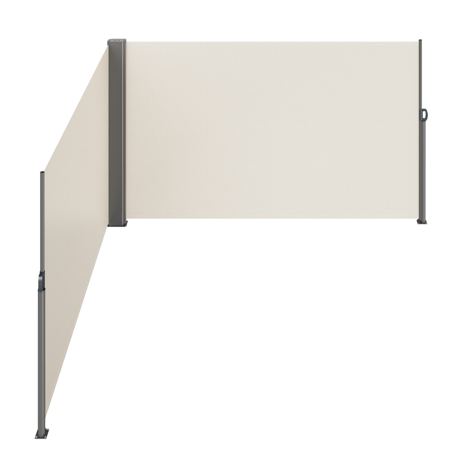 Toldo lateral VEVOR con tela beige y estructura de metal gris oscuro para privacidad al aire libre.