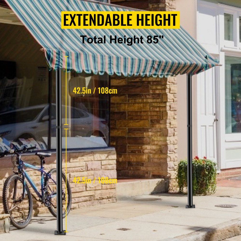 VEVOR Poste para sombra de sol, poste de vela de 85 pulgadas, poste de vela de 3 pulgadas de diámetro, poste de vela de estructura de acero, poste de sombra extensible con recubrimiento en polvo adecuado para césped, jardín, cubierta de madera, patio trasero, patio de juegos