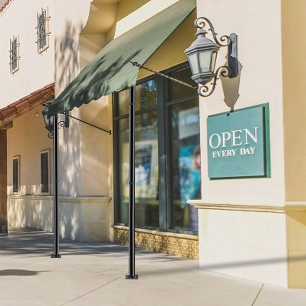 VEVOR Kit de Barras de Soporte para Toldos 290 cm, Postes de Lona para Tiendas Φ 76 mm, con 3 Secciones de Puntales, Acero con Recubrimiento en Polvo para Jardín, Patio, Piscina, Altura Extensible