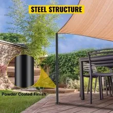 Poste de parasol VEVOR, poste de vela de sombra de 114", poste de vela de 3" de diámetro, poste de sombra de estructura de acero, poste de parasol extensible con recubrimiento en polvo adecuado para césped, jardín, cubierta de madera, patio trasero, parque infantil