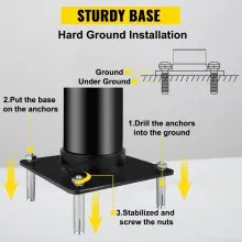 Poste de parasol VEVOR, poste de vela de sombra de 114", poste de vela de 3" de diámetro, poste de sombra de estructura de acero, poste de parasol extensible con recubrimiento en polvo adecuado para césped, jardín, cubierta de madera, patio trasero, parque infantil