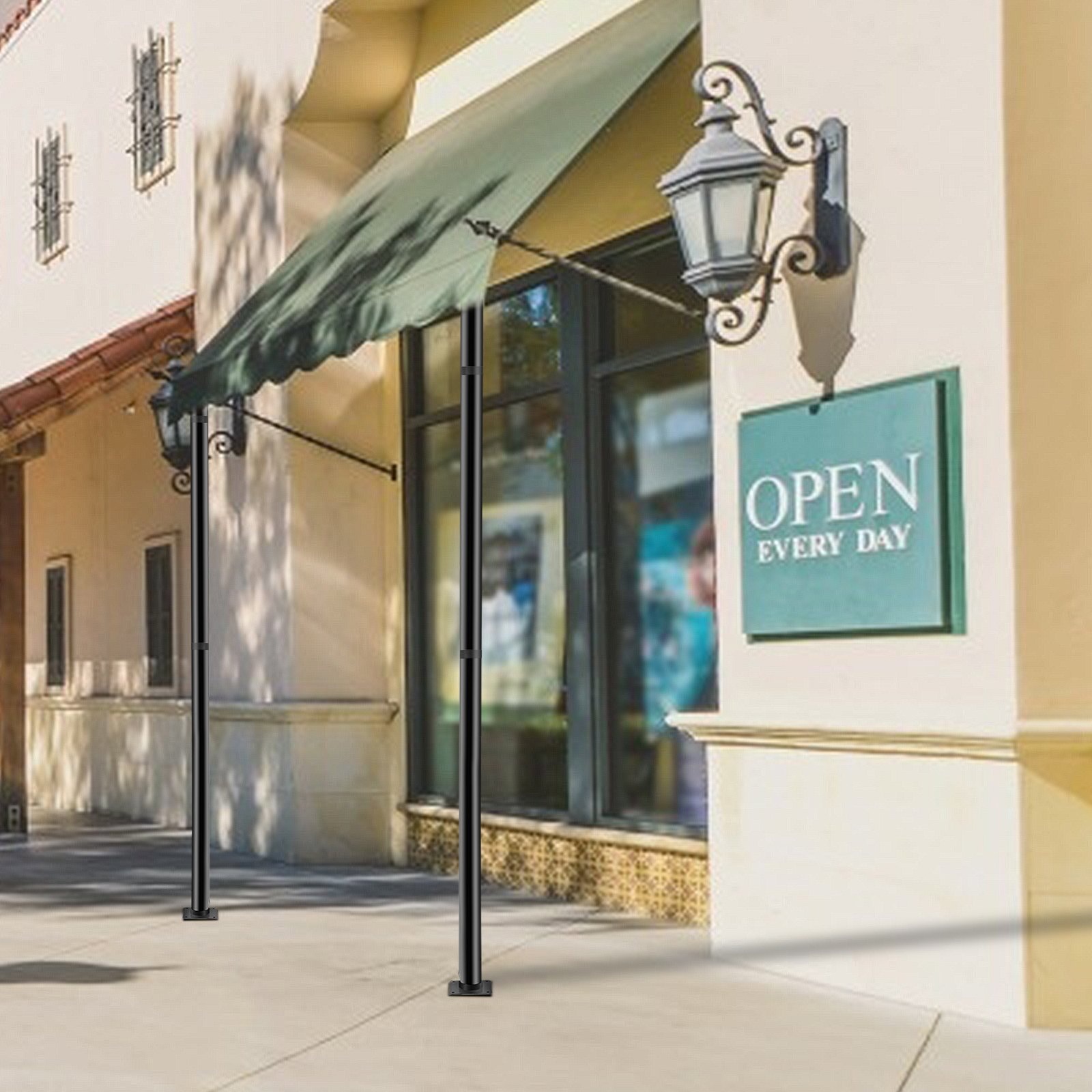 VEVOR Kit de Barras de Soporte para Toldos 290 cm, Postes de Lona para Tiendas Φ 76 mm, con 3 Secciones de Puntales, Acero con Recubrimiento en Polvo para Jardín, Patio, Piscina, Altura Extensible