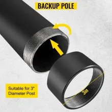 Extensión de poste de vela VEVOR, extensión de poste de sombra de 21 pulgadas de altura, extensor de poste de vela de sombra de 3 pulgadas de diámetro, estructura de acero resistente con recubrimiento en polvo, postes de extensión de parasol adecuados para terraza, jardín, patio trasero