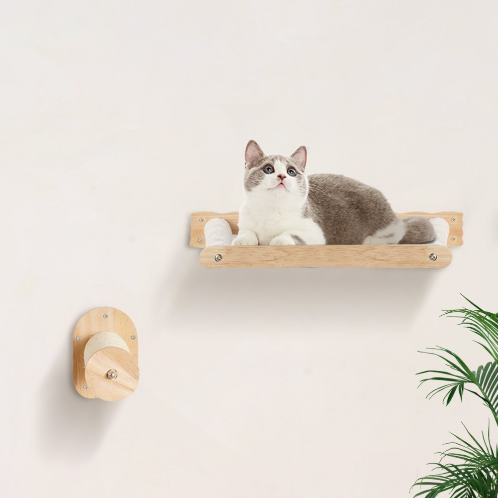 Estantes de pared para gatos VEVOR, estantes y perchas de pared con postes para saltar y hamacas, juego de muebles para gatos de hasta 18 kg, forro polar coral extraíble y lavable para dormir, jugar y trepar (juego de 4)