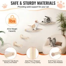 Estantes de pared para gatos VEVOR con 2 postes para saltar y 2 hamacas de hasta 40 libras