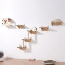 Estantes para gatos montados en la pared VEVOR, juego de 5 muebles tipo nido con tablas para saltar