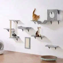 Estantes para gatos montados en la pared VEVOR, juego de 6, con tablas para saltar, hamaca y sofá