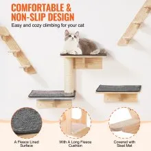 Estantes para gatos montados en la pared VEVOR, árbol con tablas para saltar, nidos y hamacas, juego de 9
