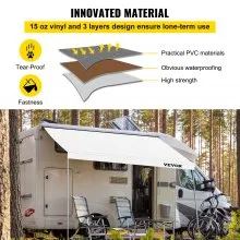 Reemplazo de tela de toldo VEVOR RV, parasol impermeable de vinilo de 18 pies, 15 onzas, tela de repuesto para toldo exterior RV para toldos de caravana, remolque y casa rodante, tamaño de la tela: 17'2" blanco