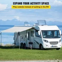 Reemplazo de tela de toldo VEVOR RV, parasol impermeable de vinilo de 18 pies, 15 onzas, tela de repuesto para toldo exterior RV para toldos de caravana, remolque y casa rodante, tamaño de la tela: 17'2" blanco