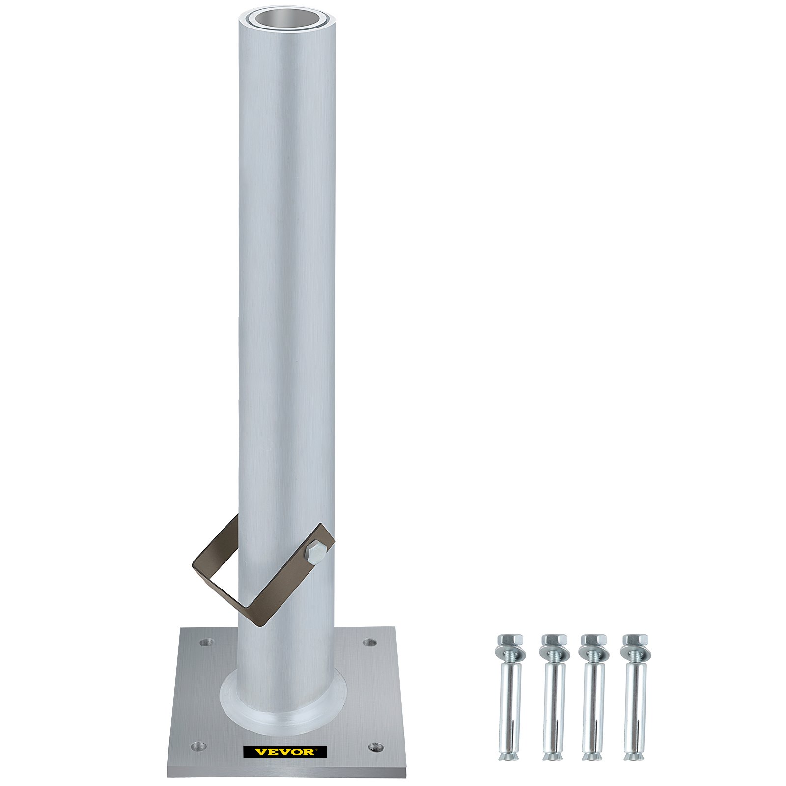 Base de sombrilla VEVOR con herrajes de montaje, construcción resistente de metal plateado.