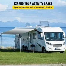 Toldo VEVOR RV, tela de repuesto para toldo de 15 pies, repuesto de toldo para caravana gris degradado, toldo de repuesto de material de vinilo de 15 onzas, parasol y tela impermeable para caravana, tamaño: 14 pies 2 pulgadas