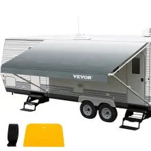 Toldo VEVOR RV, tela de repuesto para toldo de 15 pies, repuesto de toldo para caravana gris degradado, toldo de repuesto de material de vinilo de 15 onzas, parasol y tela impermeable para caravana, tamaño: 14 pies 2 pulgadas