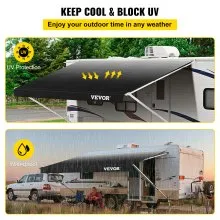 Toldo VEVOR RV de 21 pies, tela de repuesto para toldo de 20 pies y 2 pulgadas, repuesto de toldo para caravana de color carbón, material de vinilo de 15 onzas, parasol y tela de repuesto impermeable para toldo de caravana