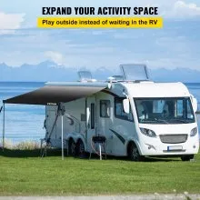 Toldo VEVOR RV de 21 pies, tela de repuesto para toldo de 20 pies y 2 pulgadas, repuesto de toldo para caravana de color carbón, material de vinilo de 15 onzas, parasol y tela de repuesto impermeable para toldo de caravana