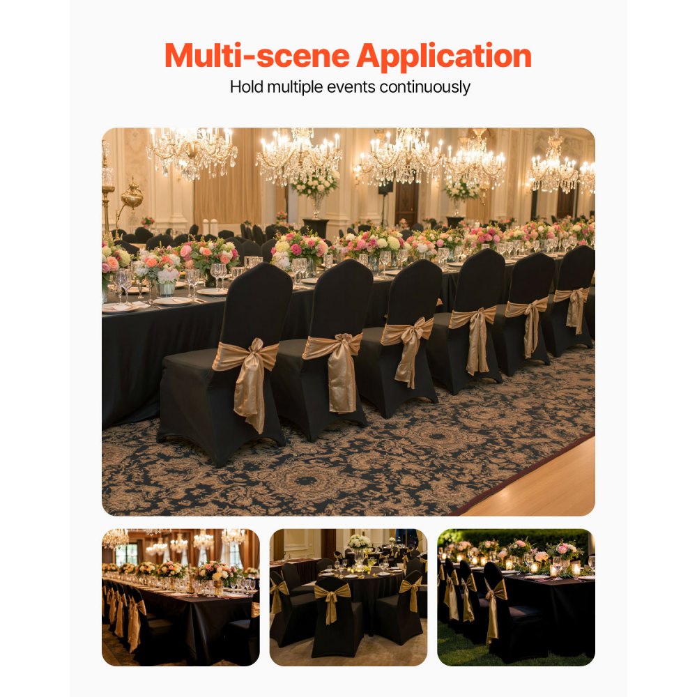 Fundas para Sillas Spandex Fundas para Sillas Negras 50 Piezas Banquete de Boda Elástico