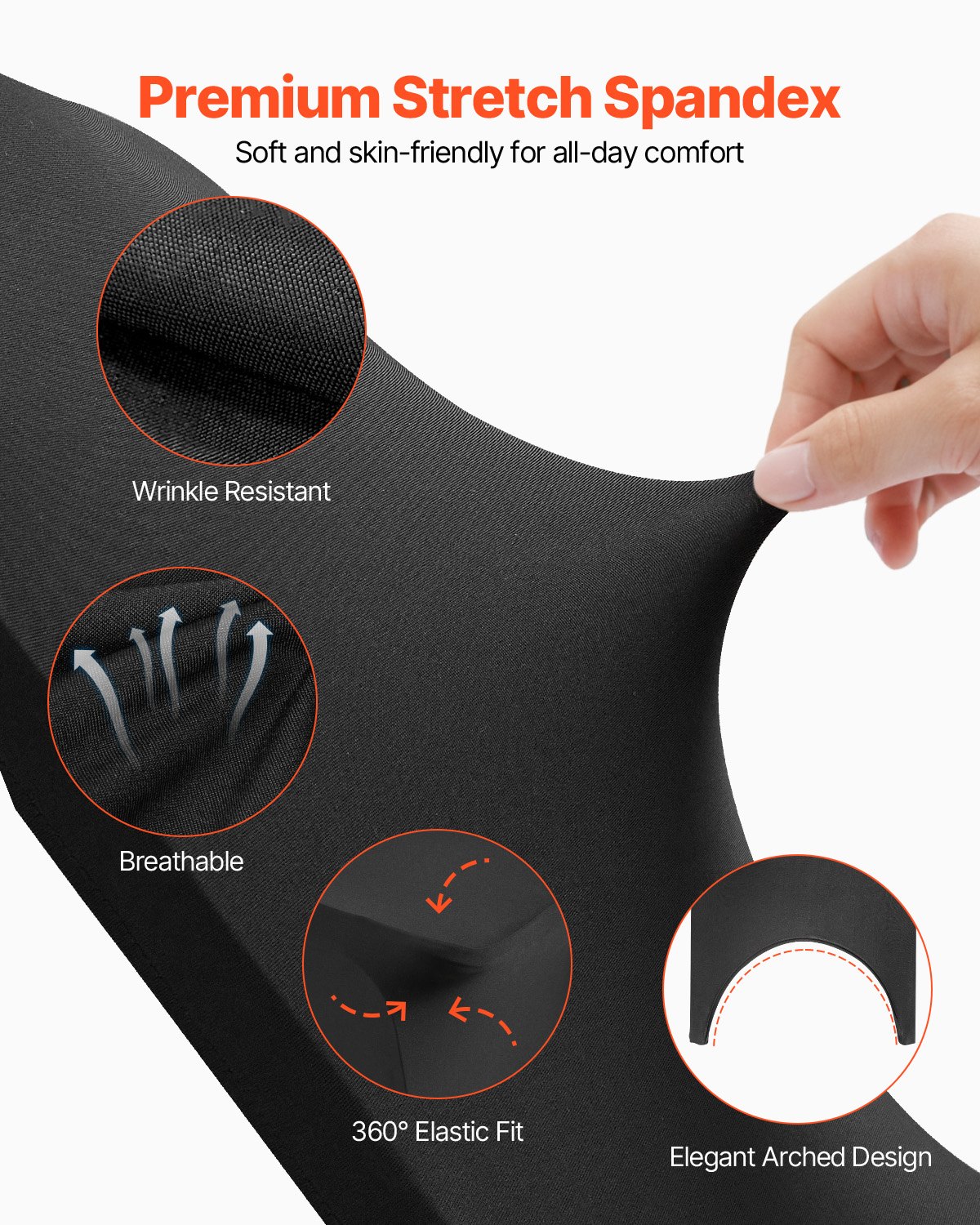 Fundas para Sillas Spandex Fundas para Sillas Negras 50 Piezas Banquete de Boda Elástico