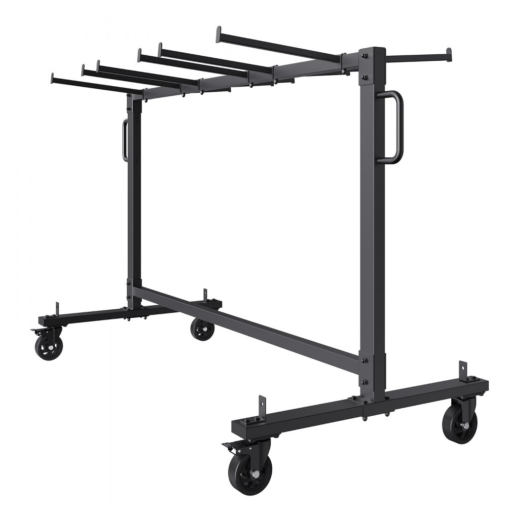 Carrito de silla plegable VEVOR con marco de acero duradero y cuatro ruedas giratorias para fácil movilidad y almacenamiento.