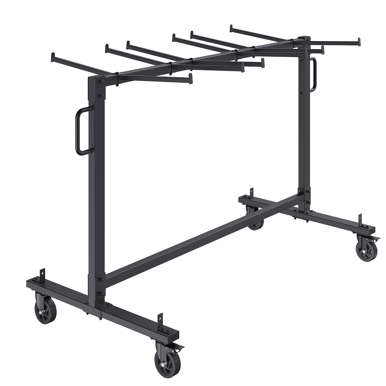 Carrito de silla plegable VEVOR con estructura de metal negro y ruedas giratorias.