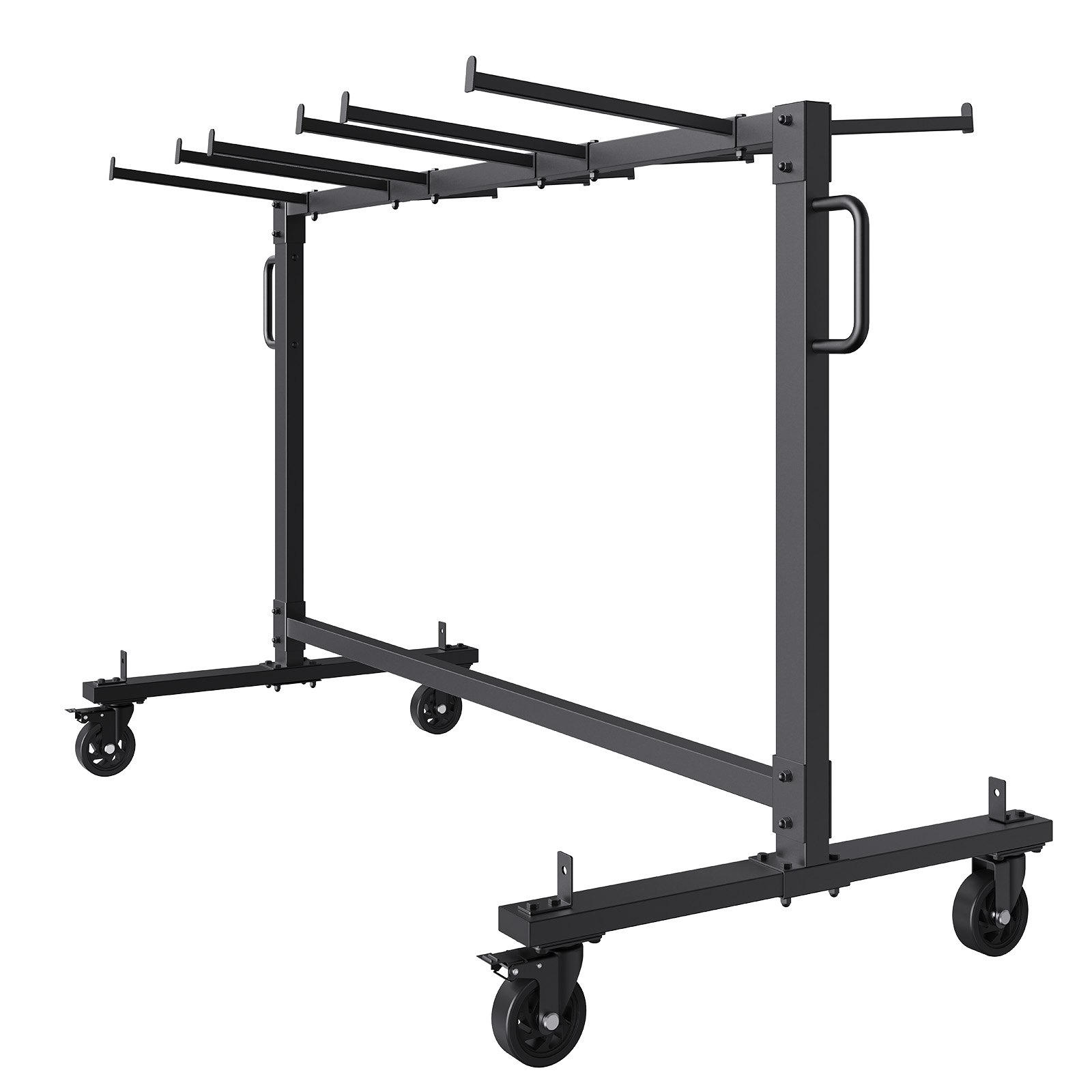 Carrito de silla plegable VEVOR con marco de acero duradero y cuatro ruedas giratorias para fácil movilidad y almacenamiento.