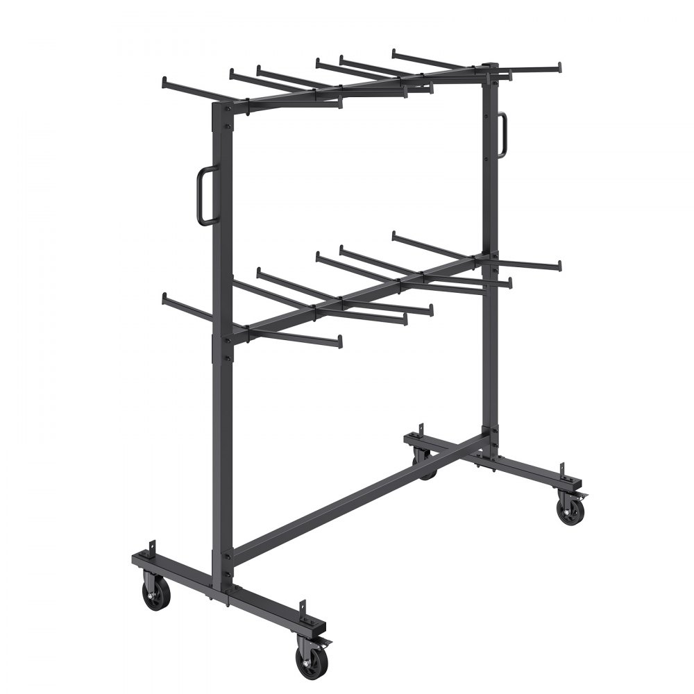 Carrito de silla plegable VEVOR con estructura de acero y ruedas para fácil transporte y almacenamiento.