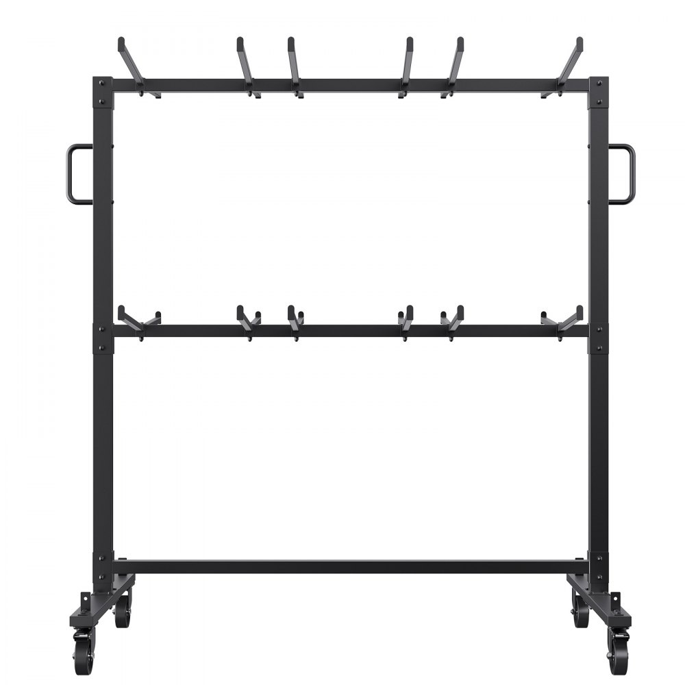 Carrito para sillas plegable VEVOR, carrito apilable de doble capa, con capacidad de 230 kg para 84 sillas, soporte de hierro resistente con 4 ruedas, 2 cordones elásticos y funda.