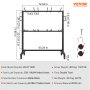 Dimensiones del carrito de silla plegable VEVOR, 72,04 pulgadas de altura, capacidad para 84 sillas, hierro negro mate q235.