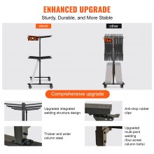 VEVOR Carro plegable para sillas, carrito móvil apilable de doble capa, carrito de almacenamiento con capacidad de 530 libras para almacenar 84 sillas, soporte para sillas de hierro resistente con 4 ruedas, 2 cordones elásticos, cubierta