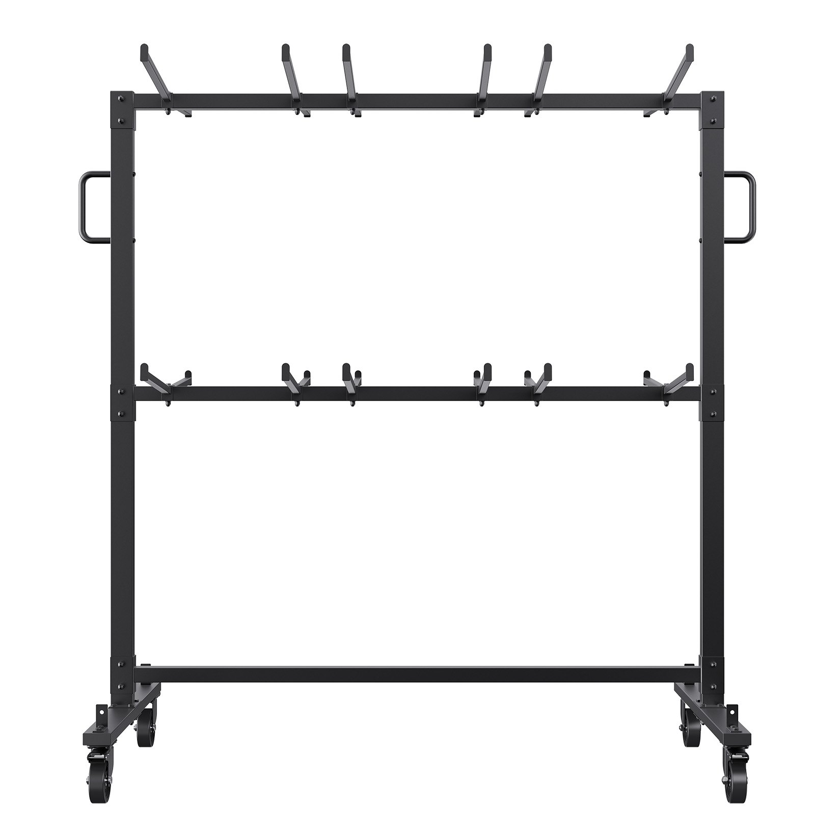 Carrito de silla plegable VEVOR con marco negro, asas y ruedas giratorias para un fácil transporte.