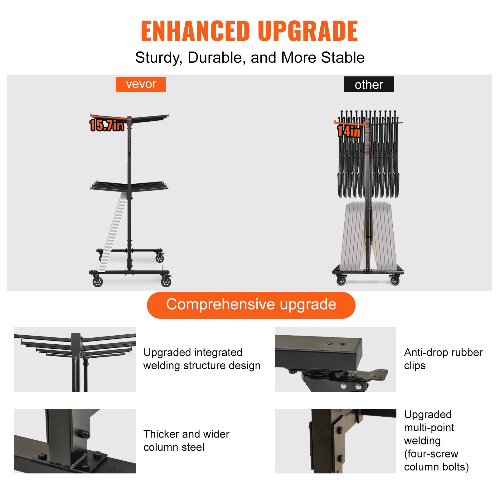 Carrito para sillas plegable VEVOR, carrito apilable de doble capa, con capacidad de 230 kg para 84 sillas, soporte de hierro resistente con 4 ruedas, 2 cordones elásticos y funda.