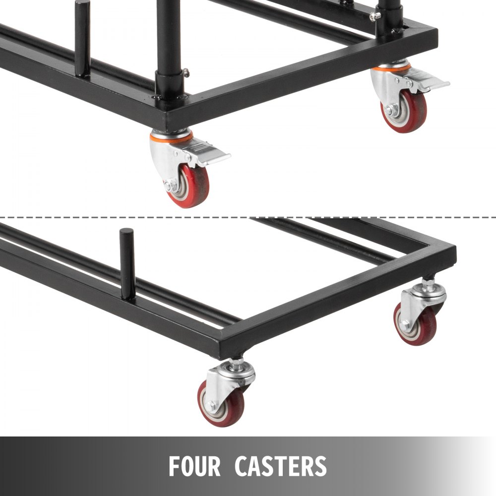 VEVOR Carrito para Silla Plegable, 100 x 51 x 111 cm, de Acero, con Forma de L, 2 Ruedas Giratorias con Frenos y 2 Ruedas Fijas Rectas, para Transporte de Sillas Plegables Comerciales, Domésticas