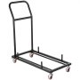 VEVOR Carrito para Silla Plegable, 100 x 51 x 111 cm, de Acero, con Forma de L, 2 Ruedas Giratorias con Frenos y 2 Ruedas Fijas Rectas, para Transporte de Sillas Plegables Comerciales, Domésticas