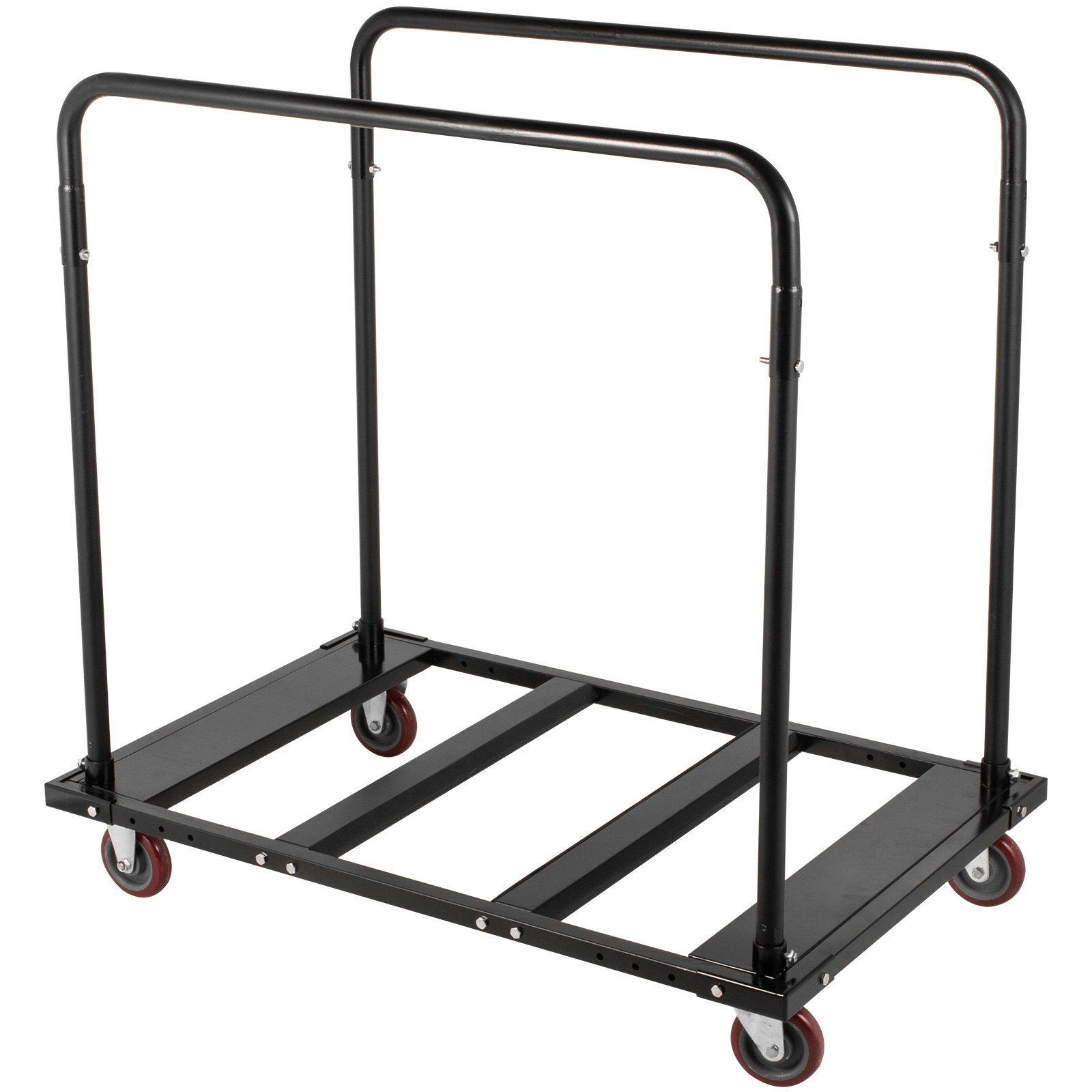 Carro de mesa plegable VEVOR, soporte de mesa negro para mesas redondas de 60 pulgadas, carrito de mesa resistente, carrito de escritorio negro, marco de acero, ruedas giratorias, muebles de hotel para eventos de fiesta, capacidad de 10 mesas