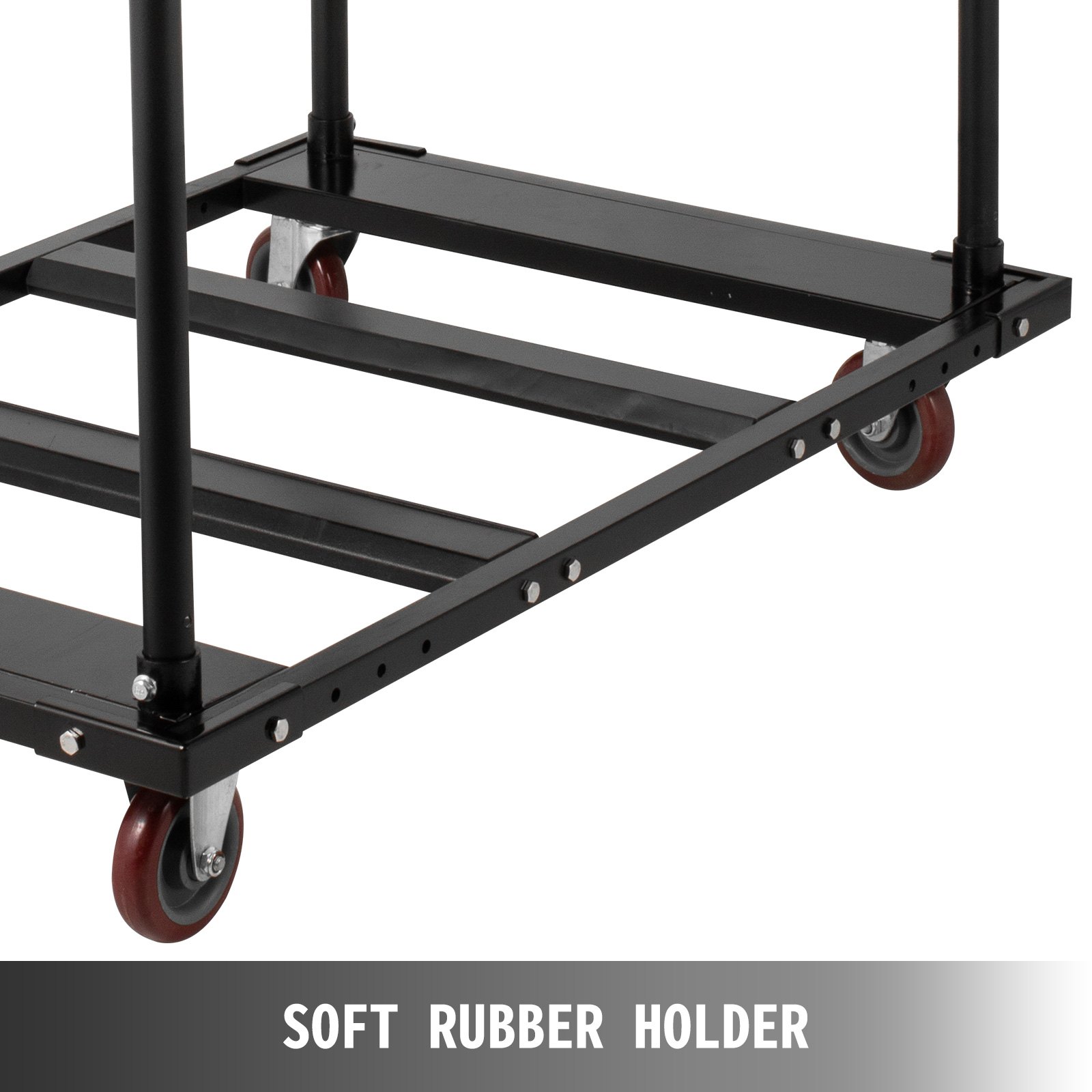 Carro de mesa plegable VEVOR, soporte de mesa negro para mesas redondas de 60 pulgadas, carrito de mesa resistente, carrito de escritorio negro, marco de acero, ruedas giratorias, muebles de hotel para eventos de fiesta, capacidad de 10 mesas