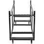 Silla y mesa VEVOR negra con ruedas rojas y estructura de acero resistente.