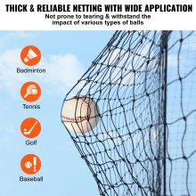 Red de bateo de béisbol VEVOR, red de entrenamiento de bateo de béisbol y sóftbol profesional, red de lanzamiento portátil de práctica con puerta y bolsa de transporte, red de PE cerrada resistente, 70 pies (SOLO RED)