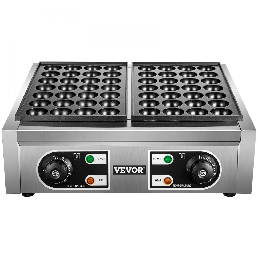VEVOR Commercial Takoyaki Maker, 56 piezas de máquina japonesa de bolas de pescado de pulpo, máquina de parrilla Takoyaki de calentamiento de 2 kW, máquina de albóndigas de pulpo con 2 placas antiadherentes, máquina de bolas de pescado con control de temperatura independiente