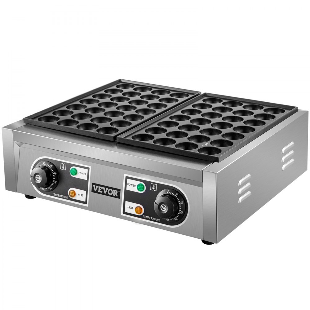 VEVOR Commercial Takoyaki Maker, 56 piezas de máquina japonesa de bolas de pescado de pulpo, máquina de parrilla Takoyaki de calentamiento de 2 kW, máquina de albóndigas de pulpo con 2 placas antiadherentes, máquina de bolas de pescado con control de temperatura independiente