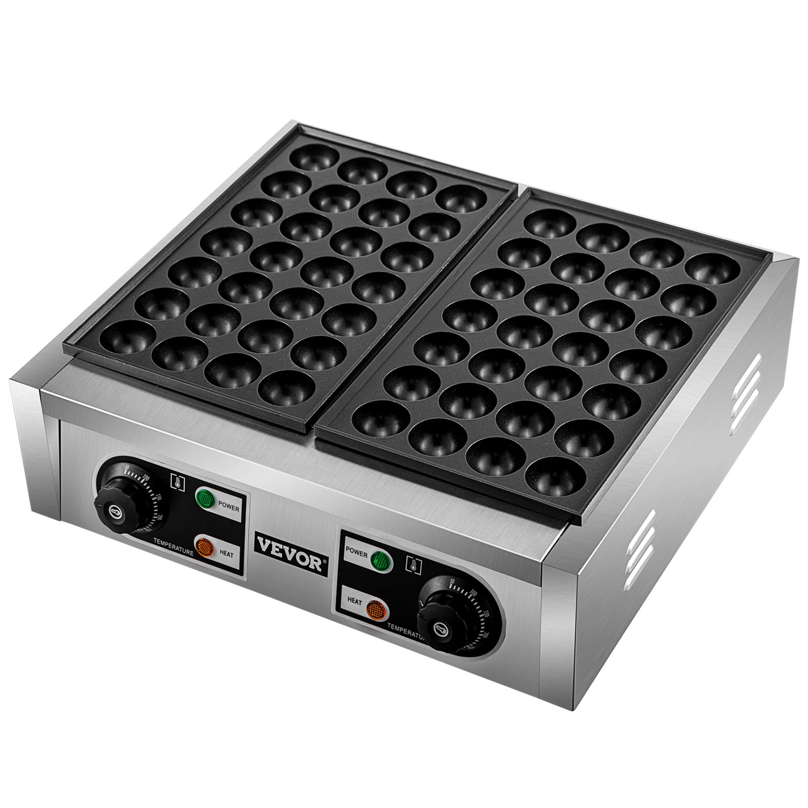 VEVOR Commercial Takoyaki Maker, 56 piezas de máquina japonesa de bolas de pescado de pulpo, máquina de parrilla Takoyaki de calentamiento de 2 kW, máquina de albóndigas de pulpo con 2 placas antiadherentes, máquina de bolas de pescado con control de temperatura independiente