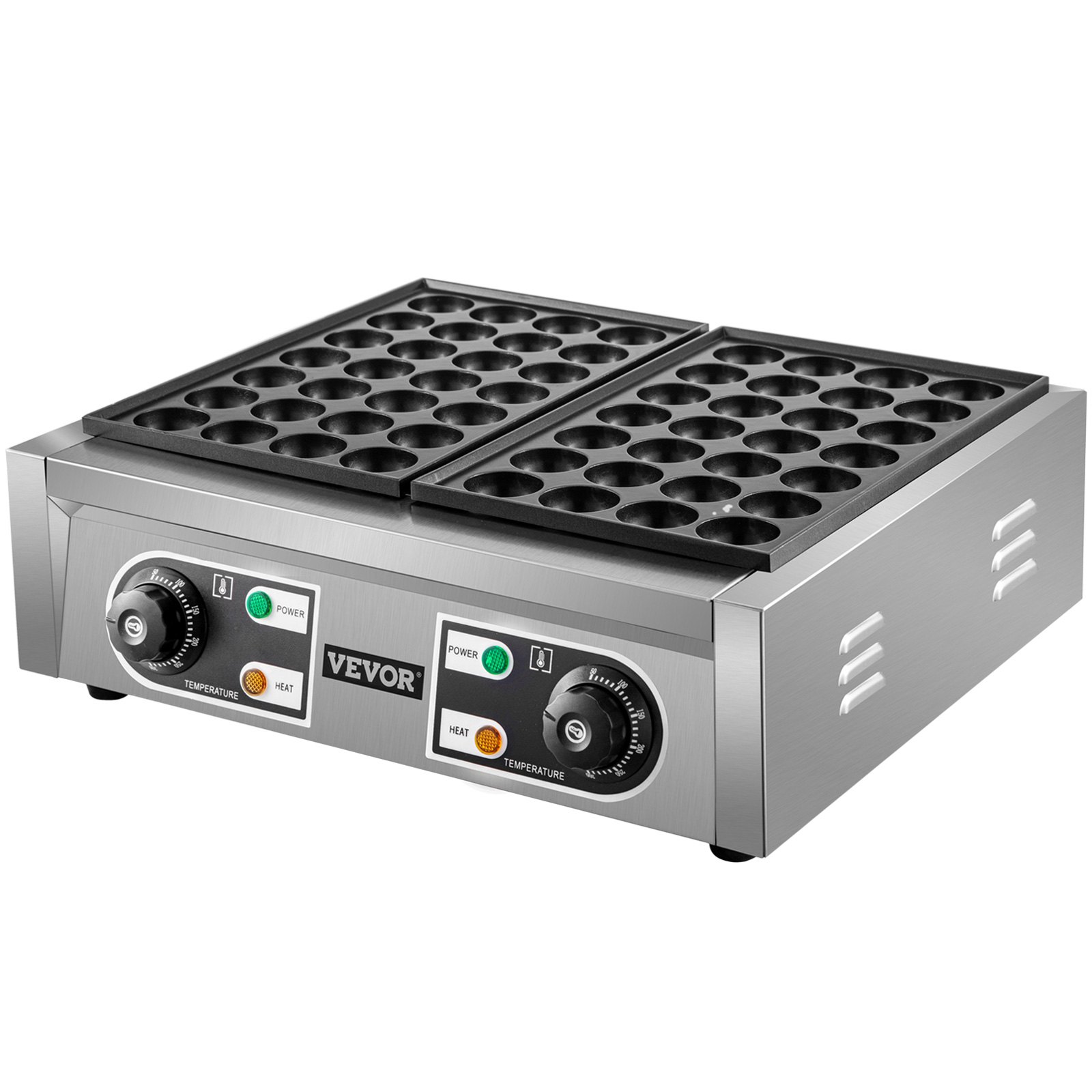 VEVOR Commercial Takoyaki Maker, 56 piezas de máquina japonesa de bolas de pescado de pulpo, máquina de parrilla Takoyaki de calentamiento de 2 kW, máquina de albóndigas de pulpo con 2 placas antiadherentes, máquina de bolas de pescado con control de temperatura independiente
