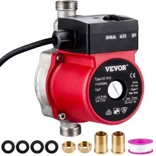 Bomba de recirculación de agua caliente VEVOR, bomba de circulación de agua de 120 W 110 V, bomba de circulación de arranque automático NPT 3/4" con accesorios de latón, cabeza de acero inoxidable, control de 2 velocidades para sistema de calentador de agua eléctrico