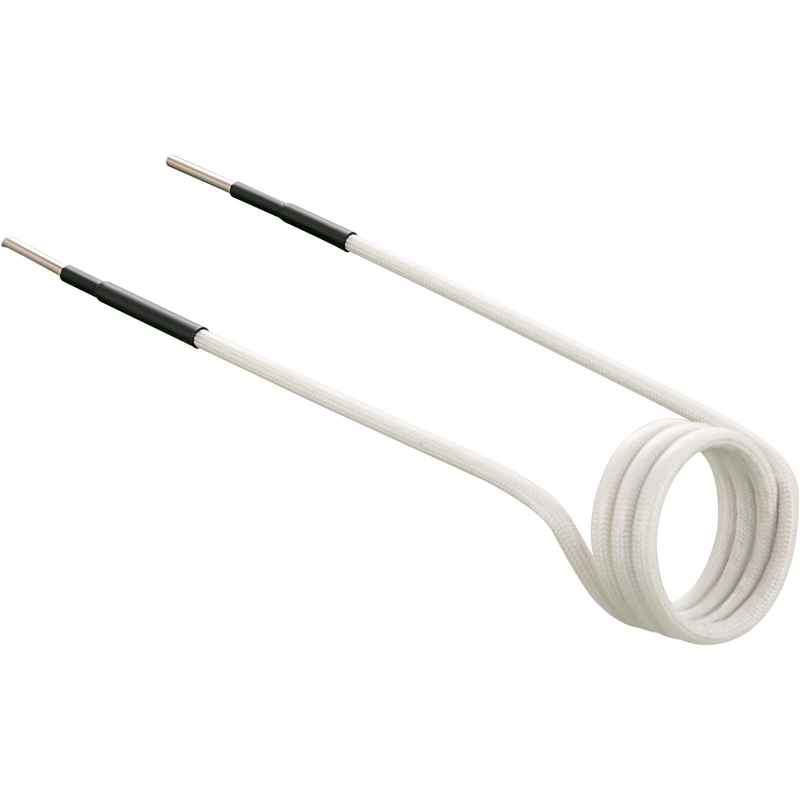 Bobina de calentamiento por inducción VEVOR con cable trenzado blanco y conectores metálicos.