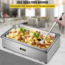 VEVOR Calentador de Comida Calentador de alimentos comercial mesa de vapor de 1 olla de tamaño completo con tapa calentadores de sopa eléctricos