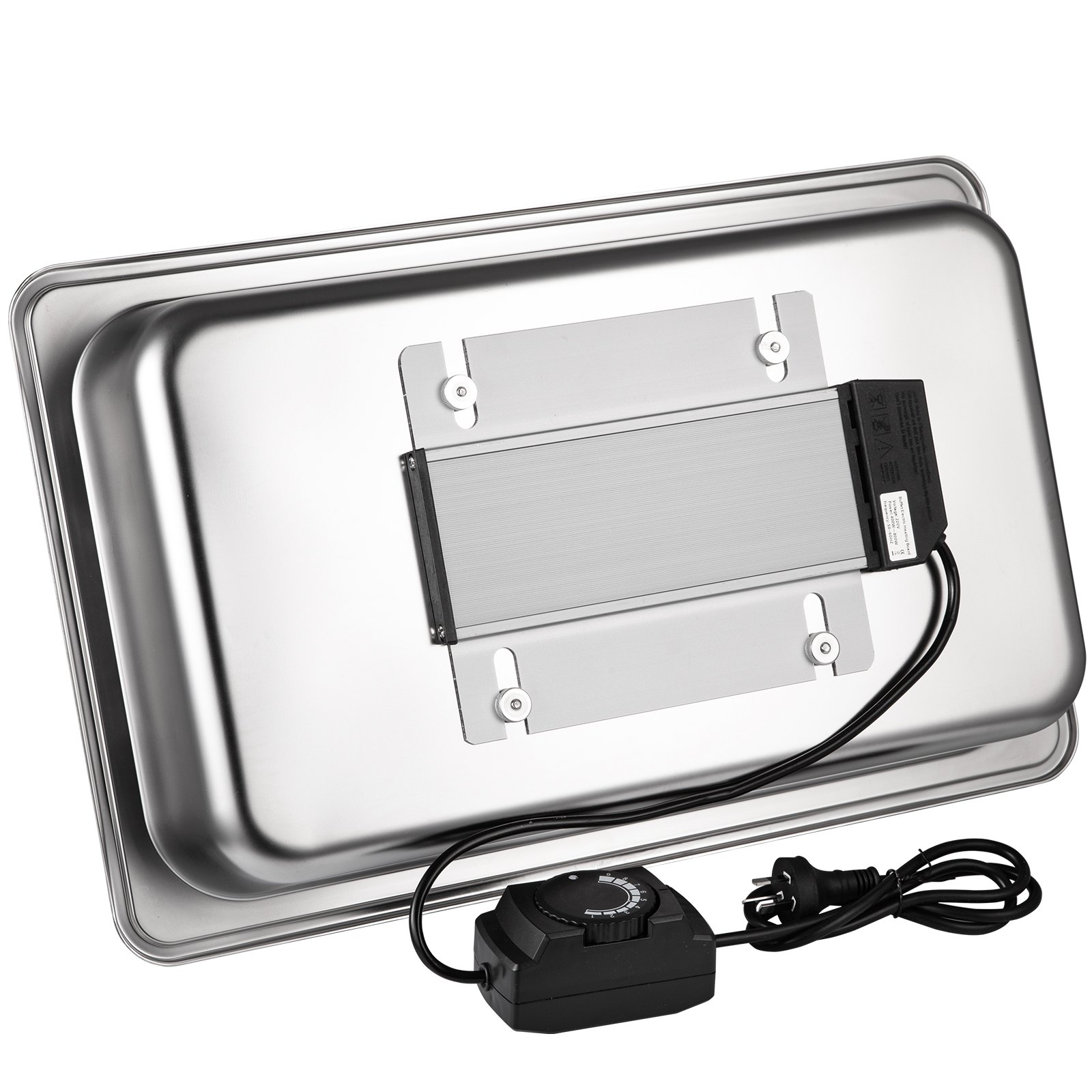 VEVOR Calentador de alimentos comercial, mesa de vapor de tamaño completo para 1 olla con tapa, calentadores de sopa eléctricos de 9,5 cuartos de galón, equipo de buffet Bain Marie de acero inoxidable de grado, se adapta a una olla de 21 x 13,2, 400 W, para restaurante, plateado