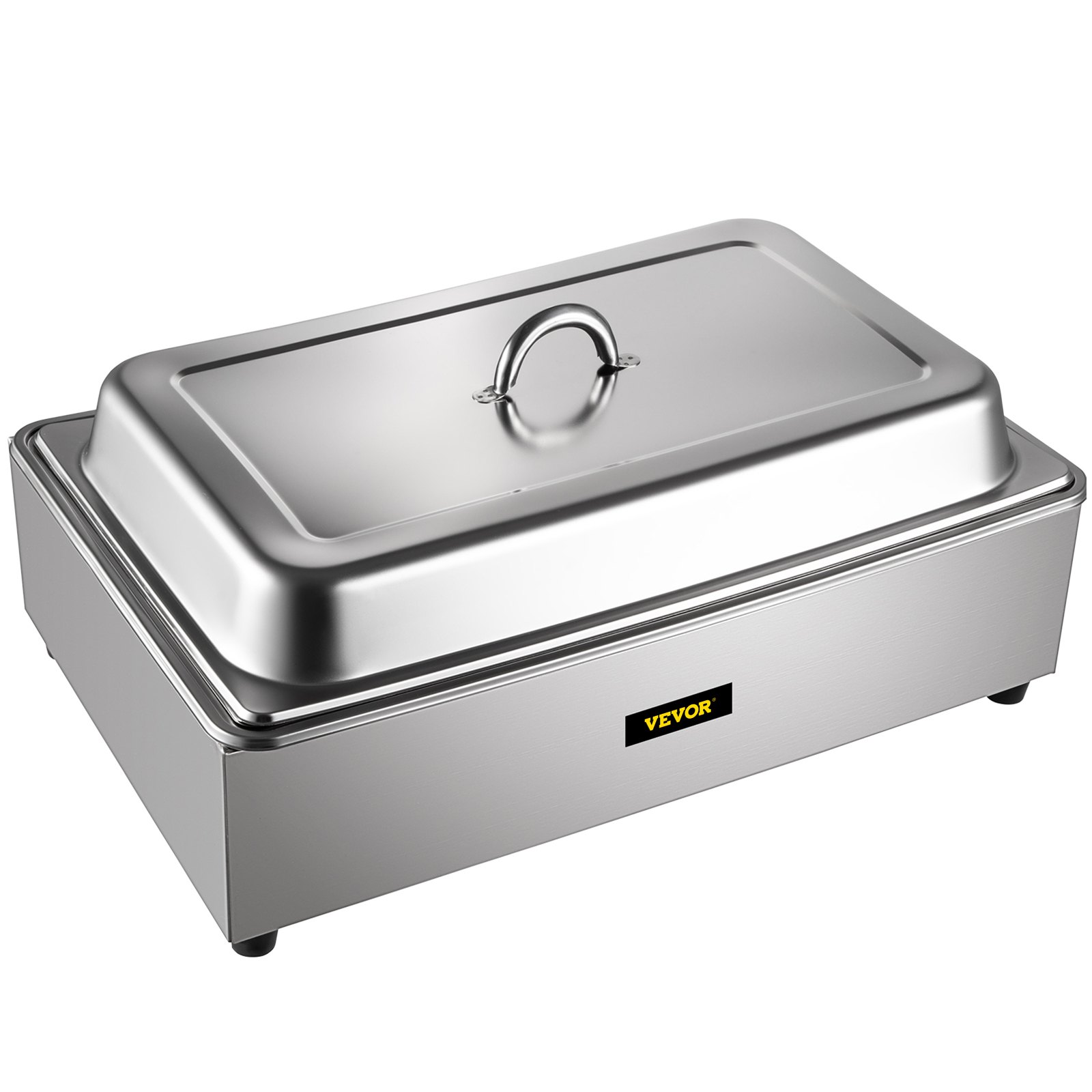 VEVOR Calentador de alimentos comercial, mesa de vapor de tamaño completo para 1 olla con tapa, calentadores de sopa eléctricos de 9,5 cuartos de galón, equipo de buffet Bain Marie de acero inoxidable de grado, se adapta a una olla de 21 x 13,2, 400 W, para restaurante, plateado