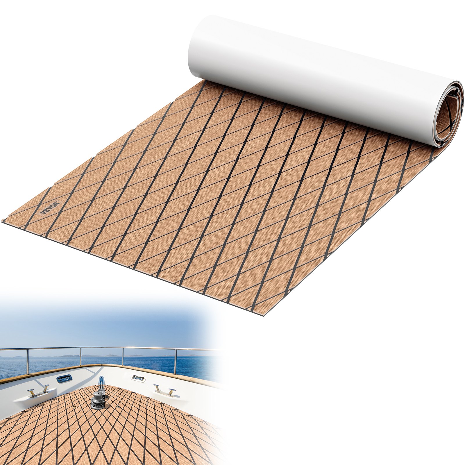 Almohadilla de hoja de cubierta de teca para suelo de barco marino de espuma EVA de 75''x 27''