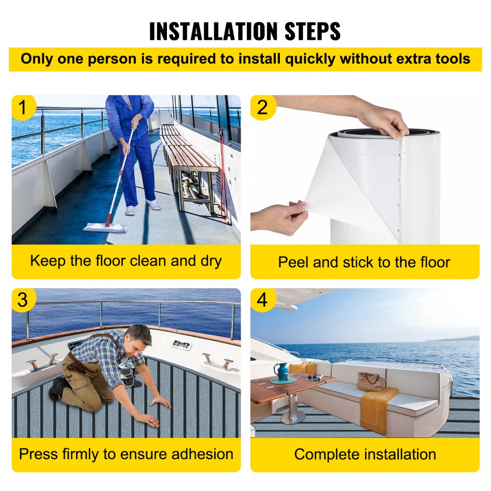 VEVOR Almohadilla de hoja de cubierta de teca para suelo de barco marino de espuma EVA de 94,5x47,2"