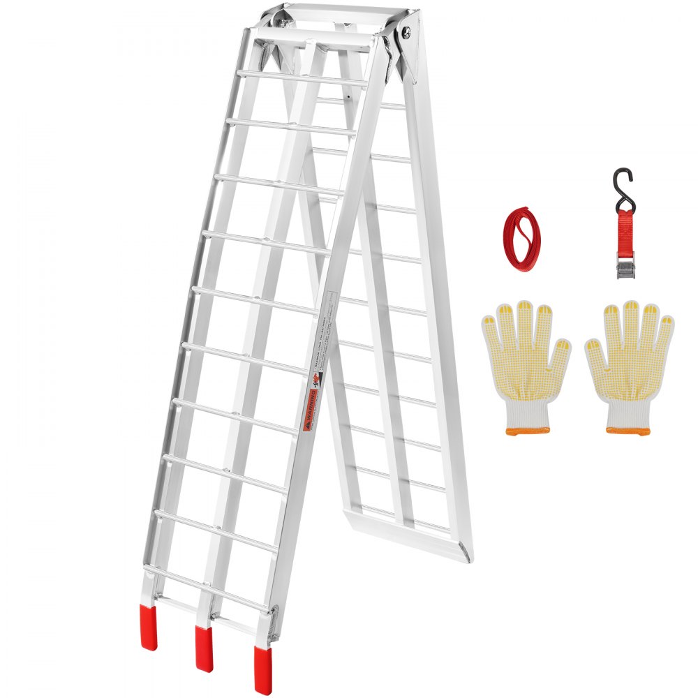 Rampa de carga plegable VEVOR para motocicletas, de 340 kg, para camionetas, remolques, con correas de carga para motocicletas, motos todoterreno, UTV, cortacéspedes, camiones, quitanieves y remolques de carga. 225 cm de largo x 30 cm de ancho. 1 unidad.