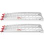 Rampas de carga de aluminio VEVOR con diseño plegable y pestañas de seguridad rojas.
