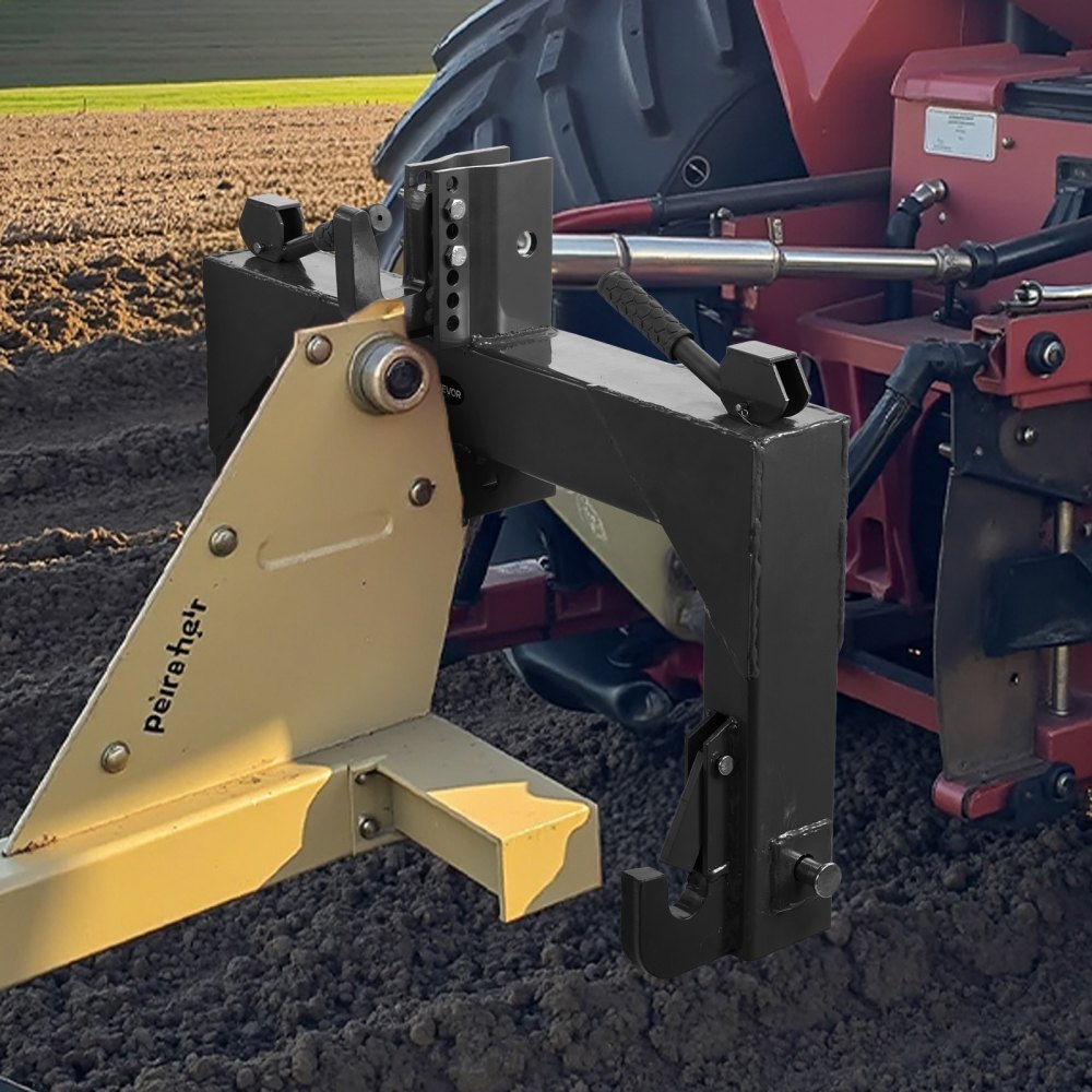 Enganche rápido de 3 puntos VEVOR con receptor de 2 pulgadas, capacidad de elevación de 3000 lb, enganche de 3 puntos con perno ajustable de 5 niveles, apto para tractores de categoría 1 y 2, accesorios de 3 puntos de alta resistencia, color negro